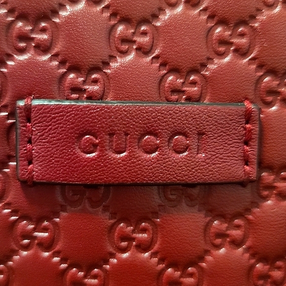 Gucci mini satchel *Red *Leather *GG Embossed - Picture 4 of 14
